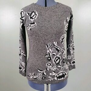 Anthropologie Sleeping On Snow Embroidered Floral‎ Sweater Wool Alpaca Size Xs